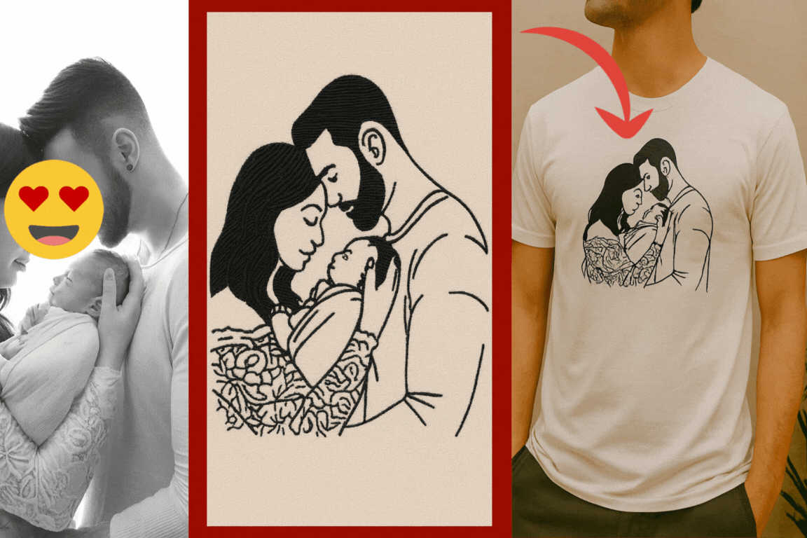 T-shirts Brodés Personnalisés – Cadeau d’Amour